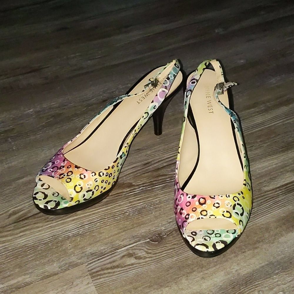 Nine West multi color Sharina2 peep toe heels